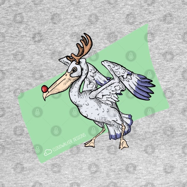 Christmas Pelican Reindeer by CloudWalkerDesigns